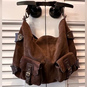 HYPE Suede LEATHER Slouch HOBO Buckle PURSE Bag